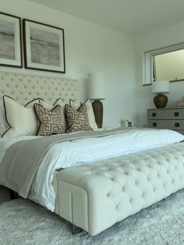 Linen Bed with Bench Footboard