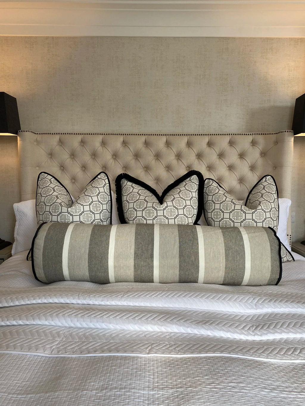 Studded Linen 6ft Super King-size Bed