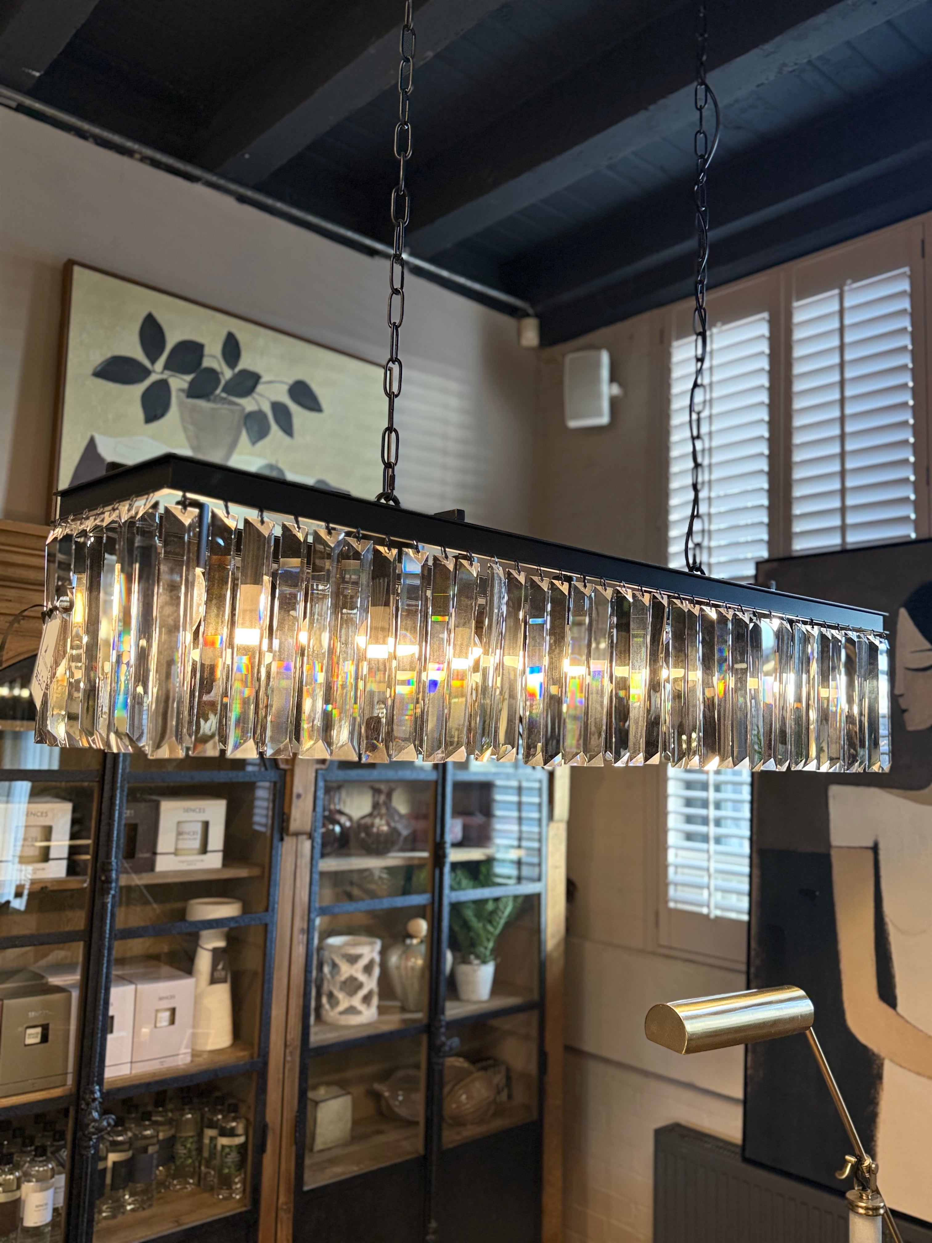 Ex-Display Oblong Smoke Glass Crystal Chandelier