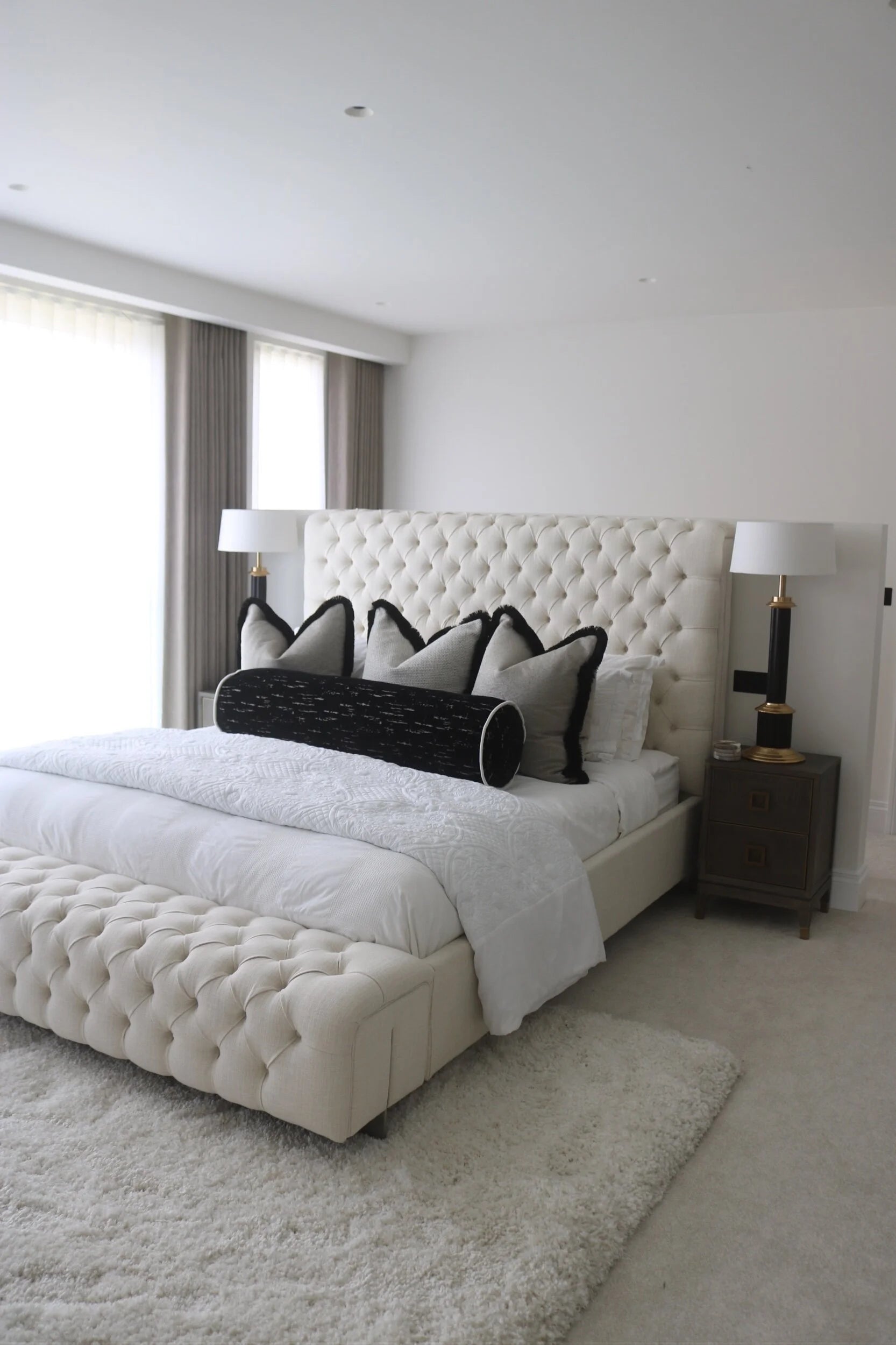 Linen Bed with Bench Footboard