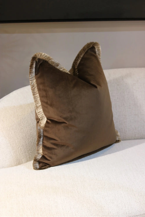 20" Walnut Flat Velvet Cushion