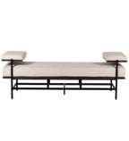 Linen and Black Bench