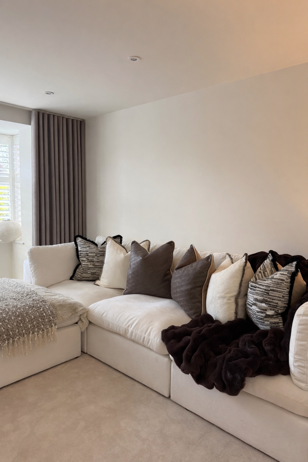 Textured Neutral Sofa Cushion Set