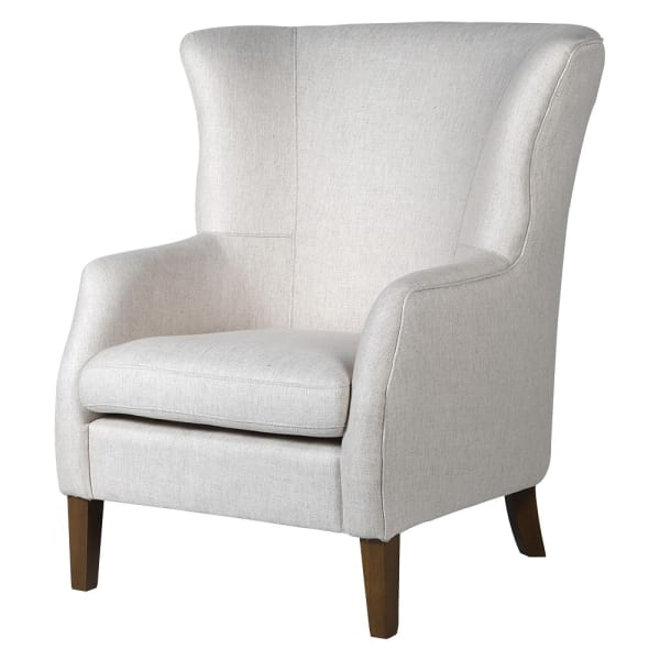 Cream Linen Wing Chair