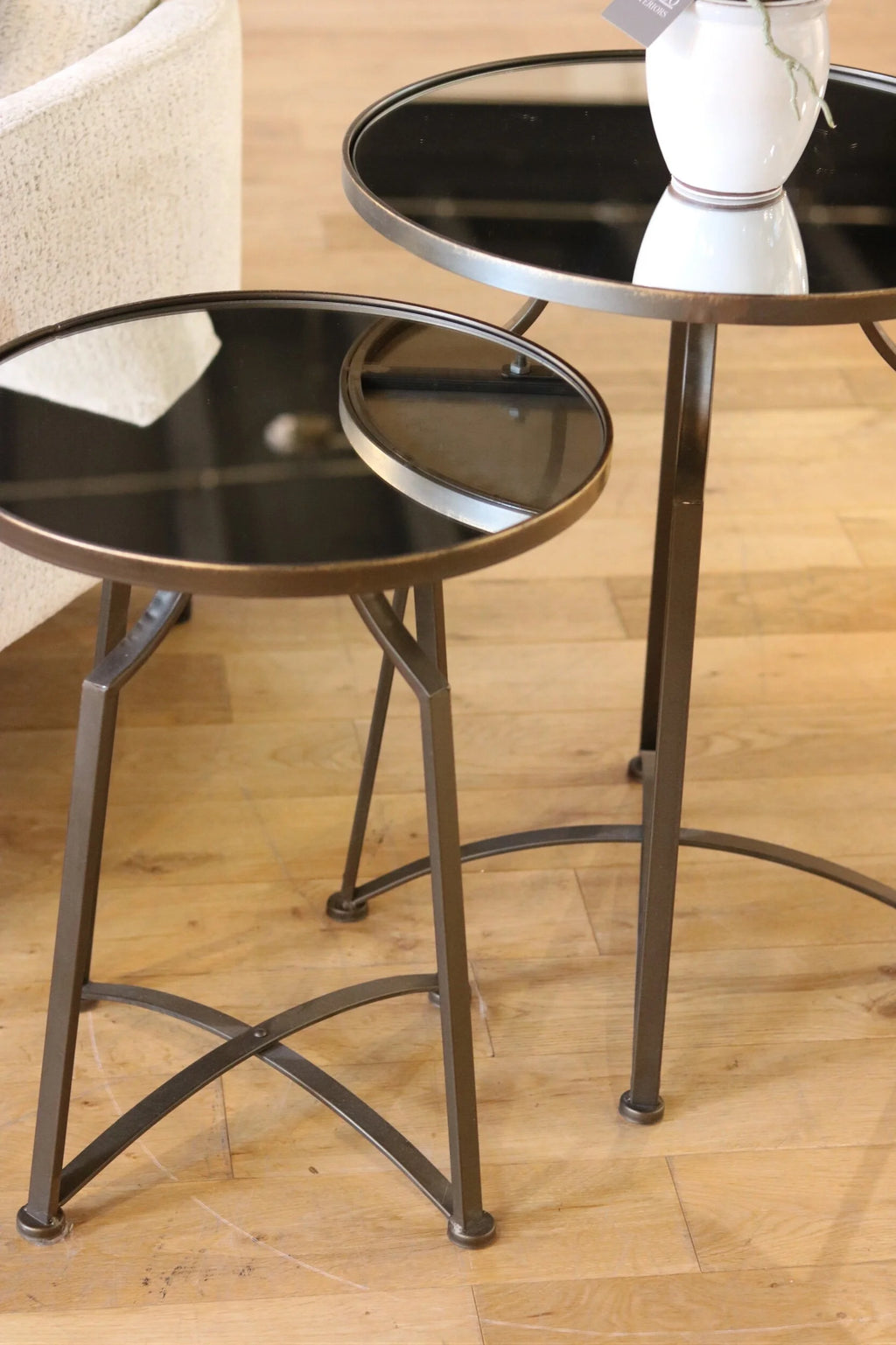 Set of 2 Mirror Top Side Tables
