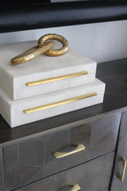 Set of 3 Ivory Faux Shagreen Boxes
