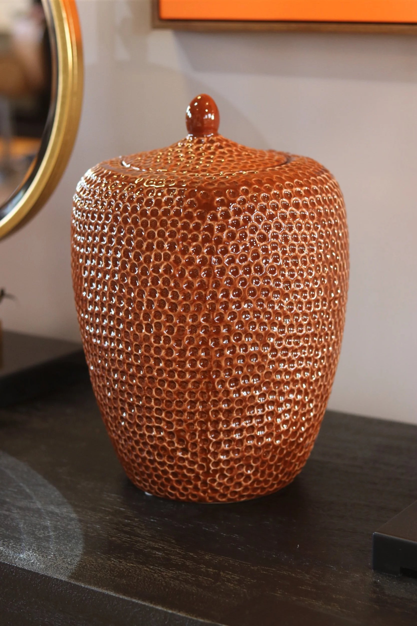 Orange Red Mosaic Jar