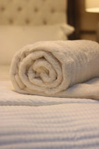 Cream Faux Rabbit Ribbed Throw