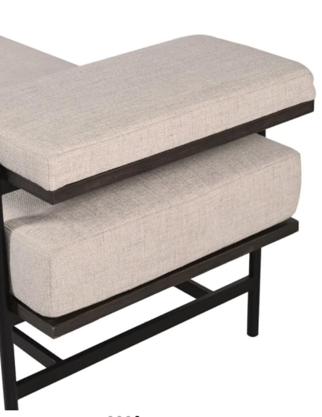 Linen and Black Bench