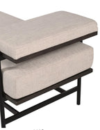 Linen and Black Bench