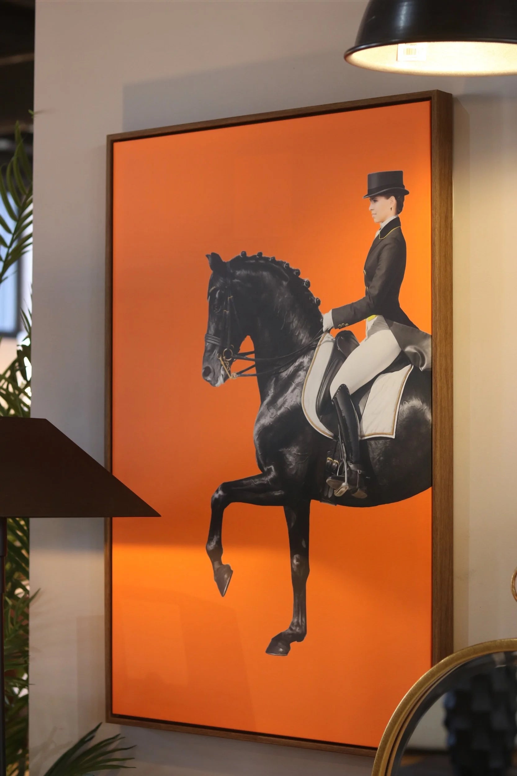 Set of 2 Bright Orange Equestrian Pictures
