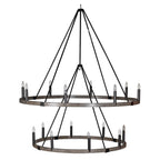 16 Bulb Bronze 2 Tier Hoop Chandelier