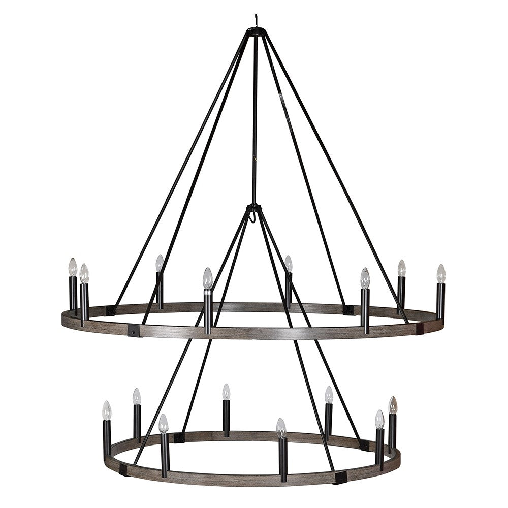 16 Bulb Bronze 2 Tier Hoop Chandelier