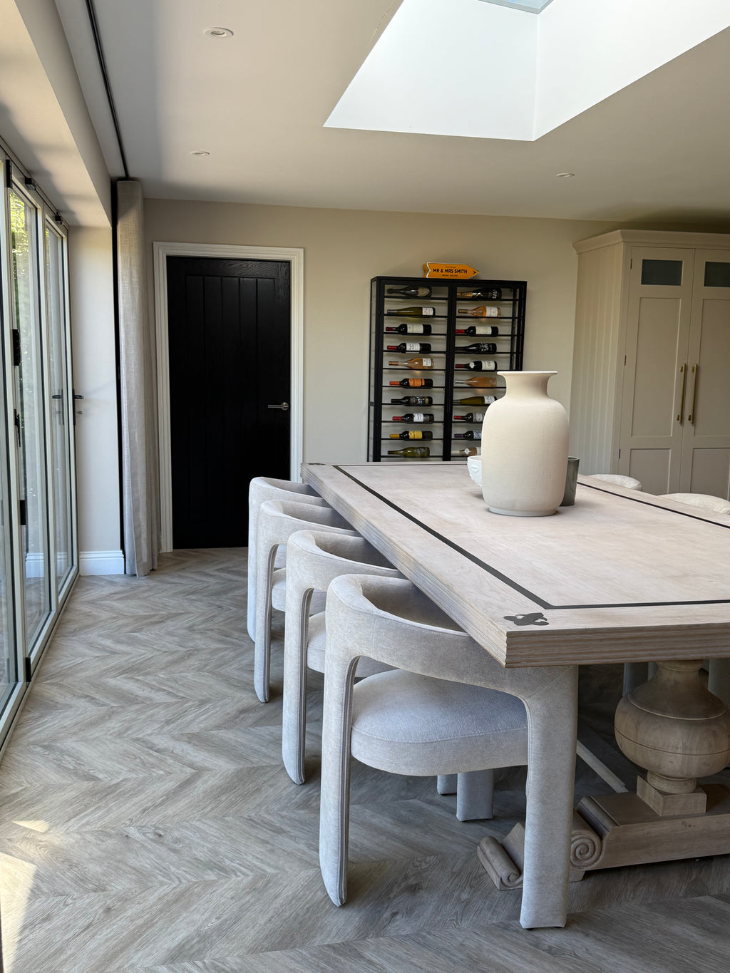 Pair of Beige Velvet Dining Chairs