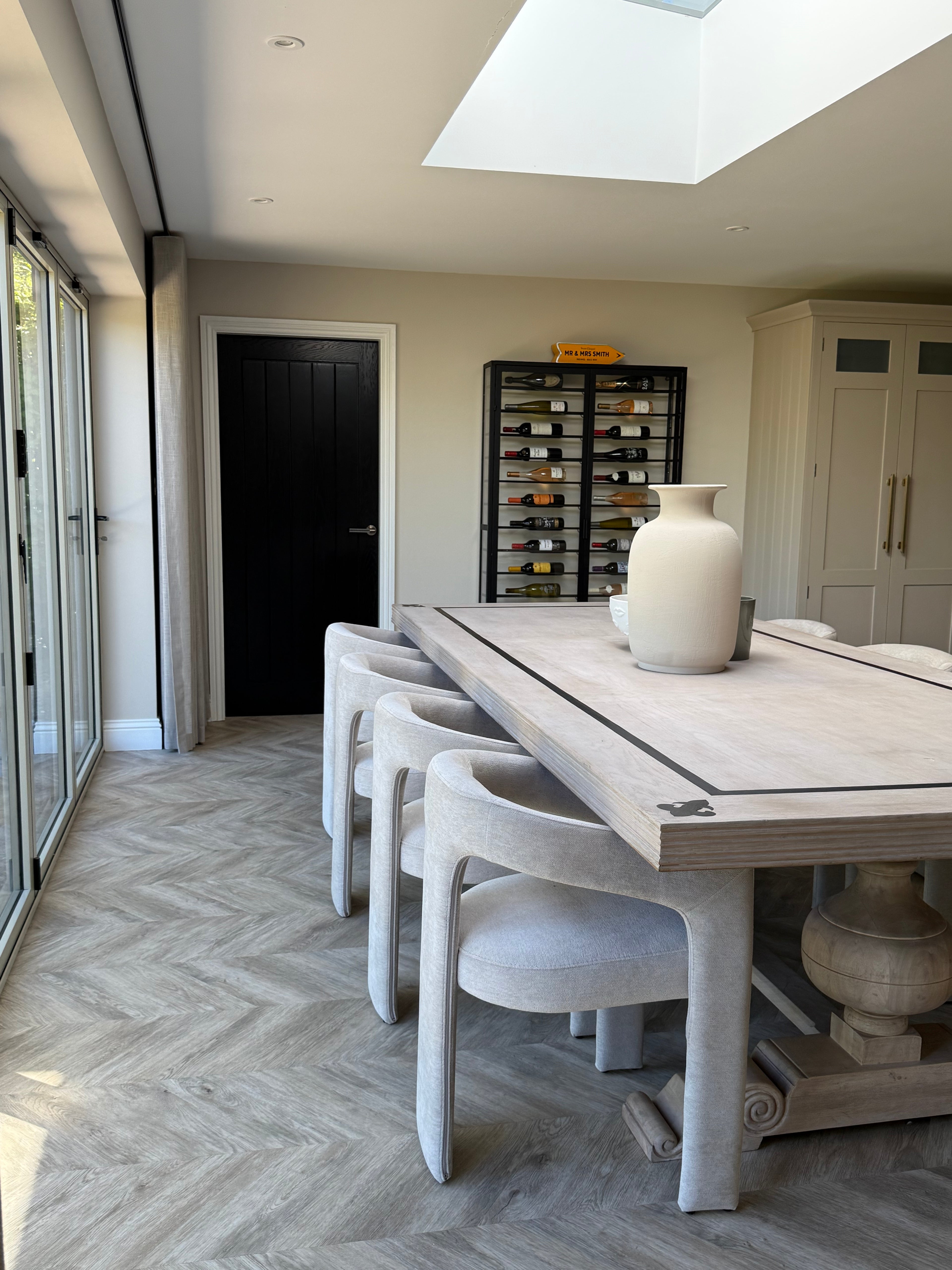 Pair of Beige Velvet Dining Chairs
