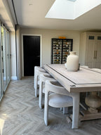 Large Wooden Dining Table with Inlay