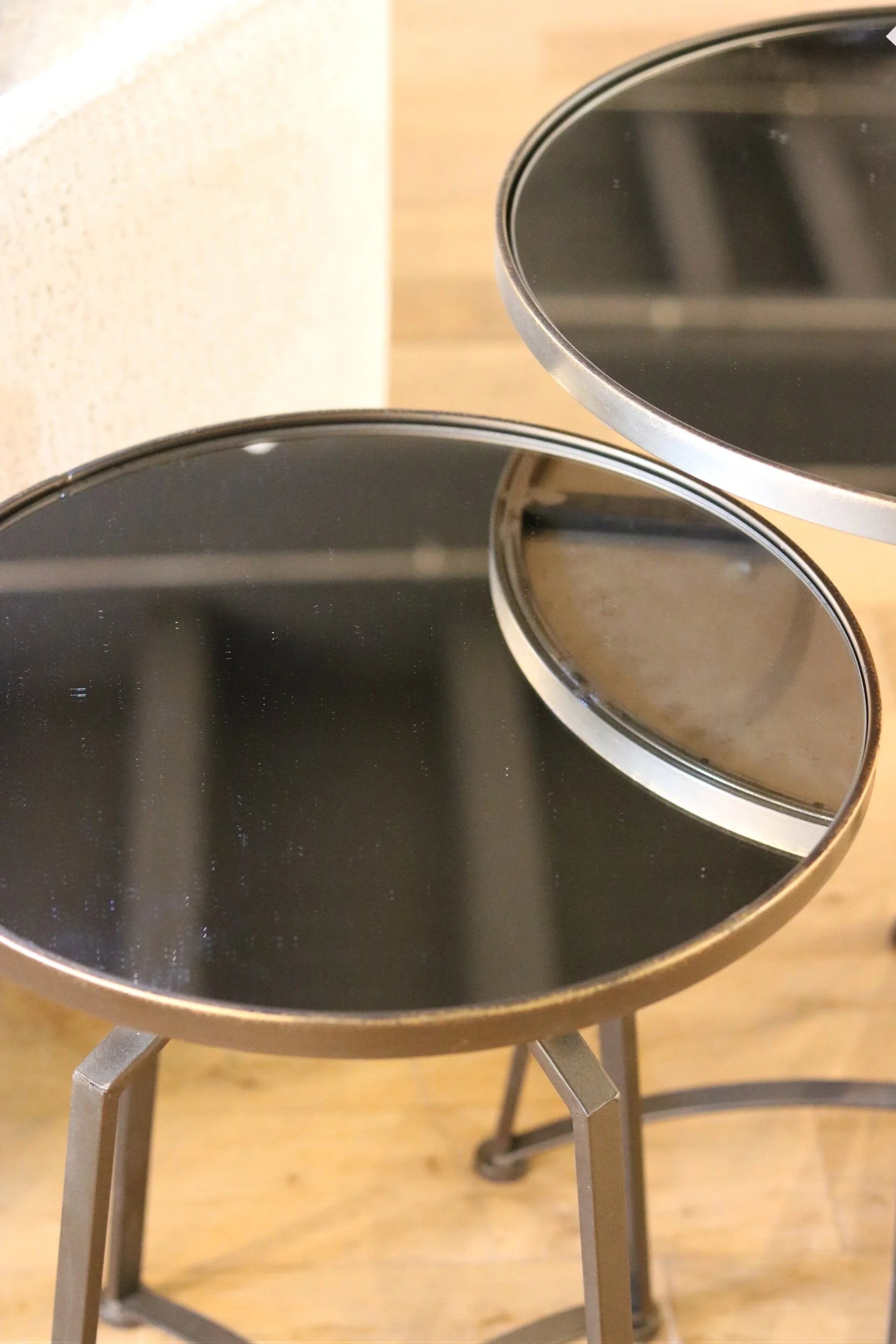 Set of 2 Mirror Top Side Tables