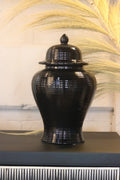 Glossy Black Temple Jar