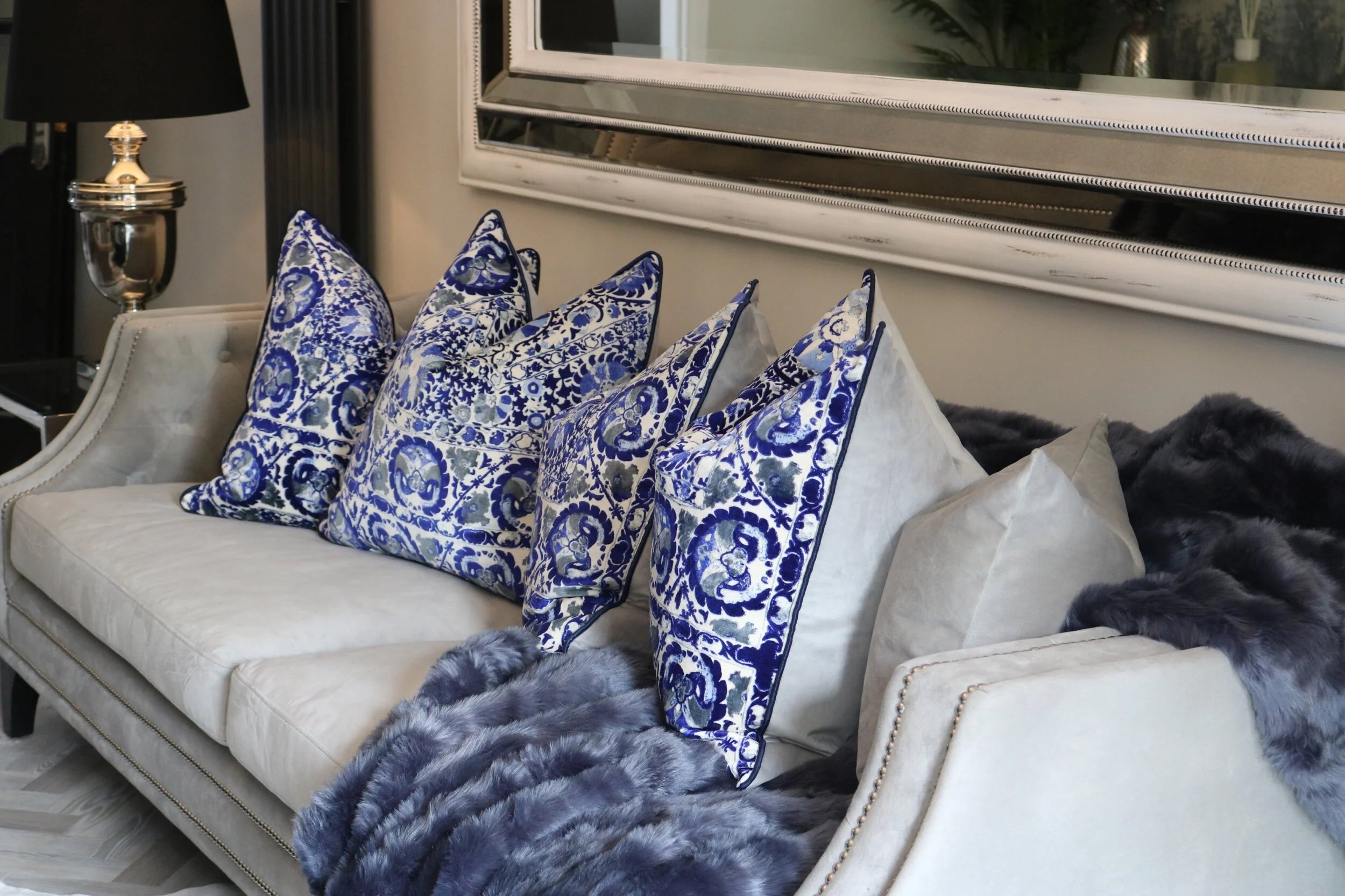 Andrew Martin 'Iznik Cobalt' Cushion