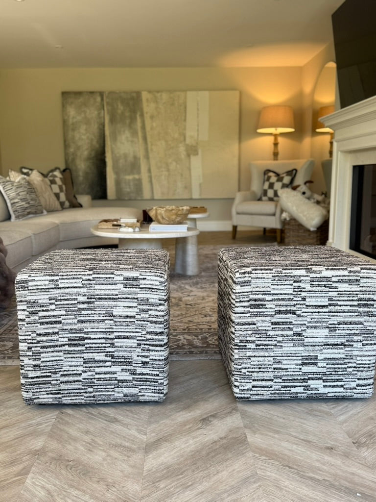Jenga Charcoal Cube Footstool