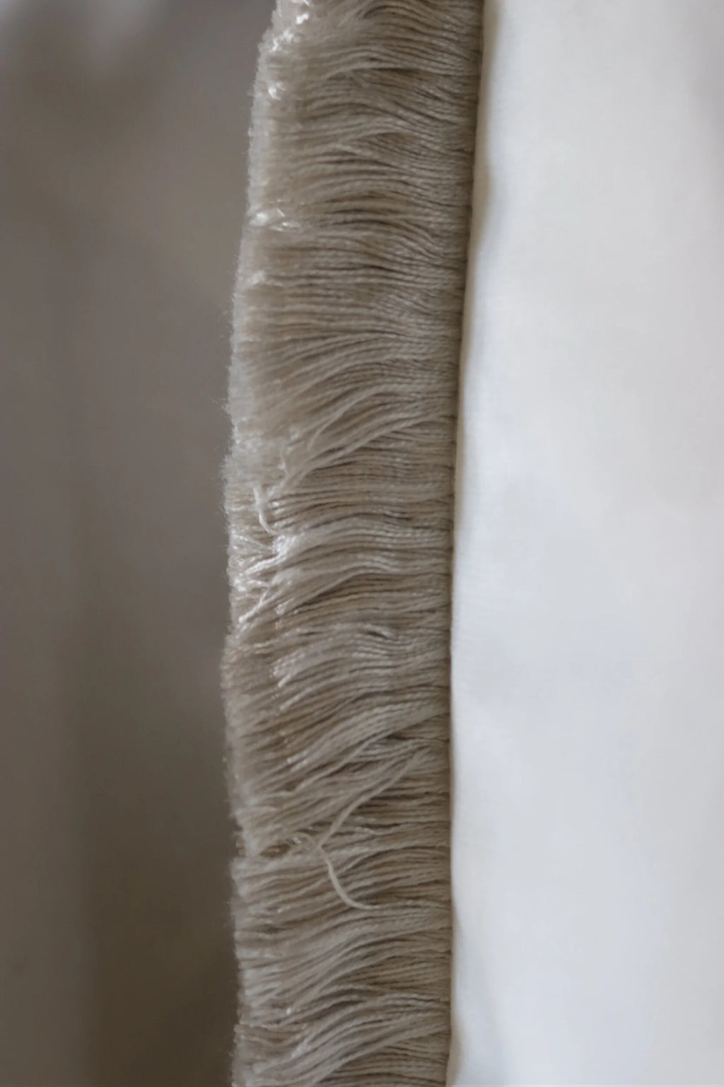 White Flat Velvet Cushion with Fringe