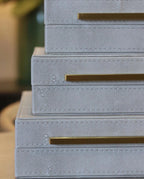 Set of 3 Ivory Faux Shagreen Boxes