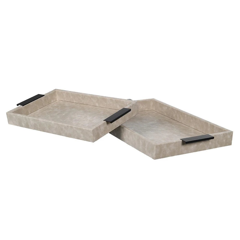 Set of 2 Faux Leather Trinket Trays