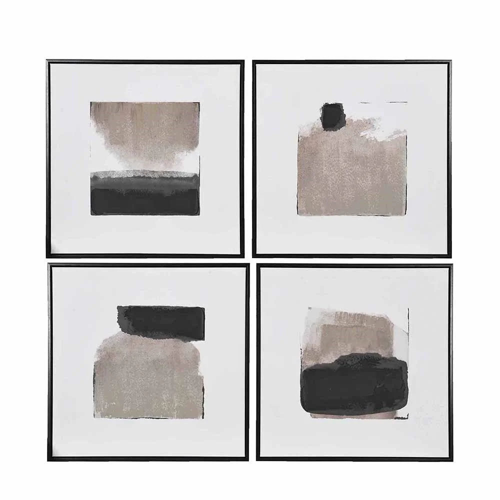 Set of 4 Hand Embellished Framed Canvases