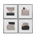 Set of 4 Hand Embellished Framed Canvases