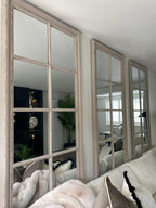 Large Taupe Windowpane Mirror