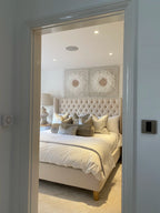 Beige Buttoned Bed