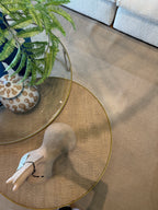 Ex-Display Set of 2 Gold Glass & Wicker Coffee Tables