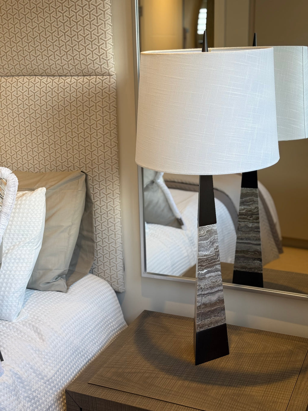 Tapered Marble Table Lamp with Shade