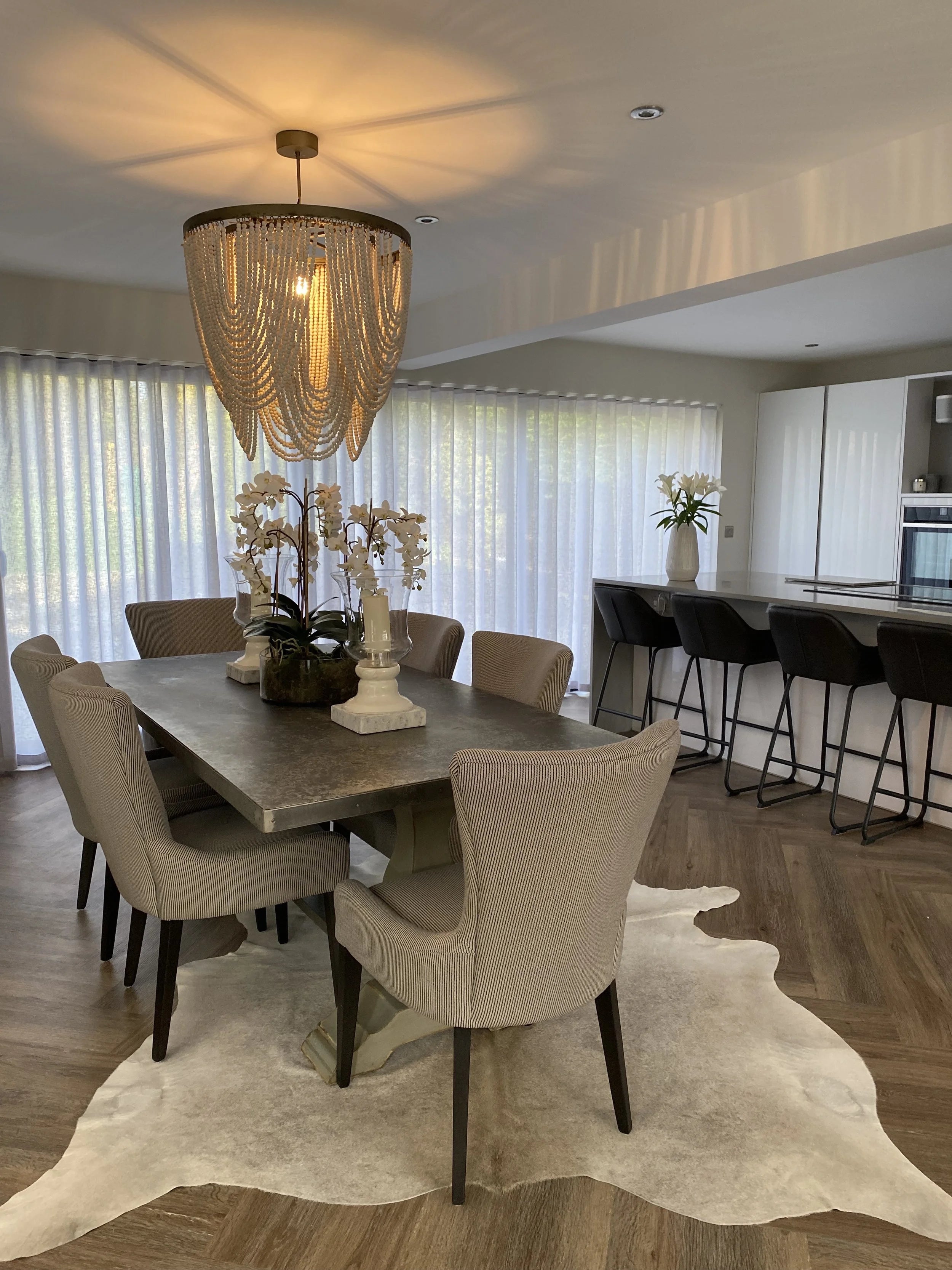 White Wash Wooden Bead Chandelier