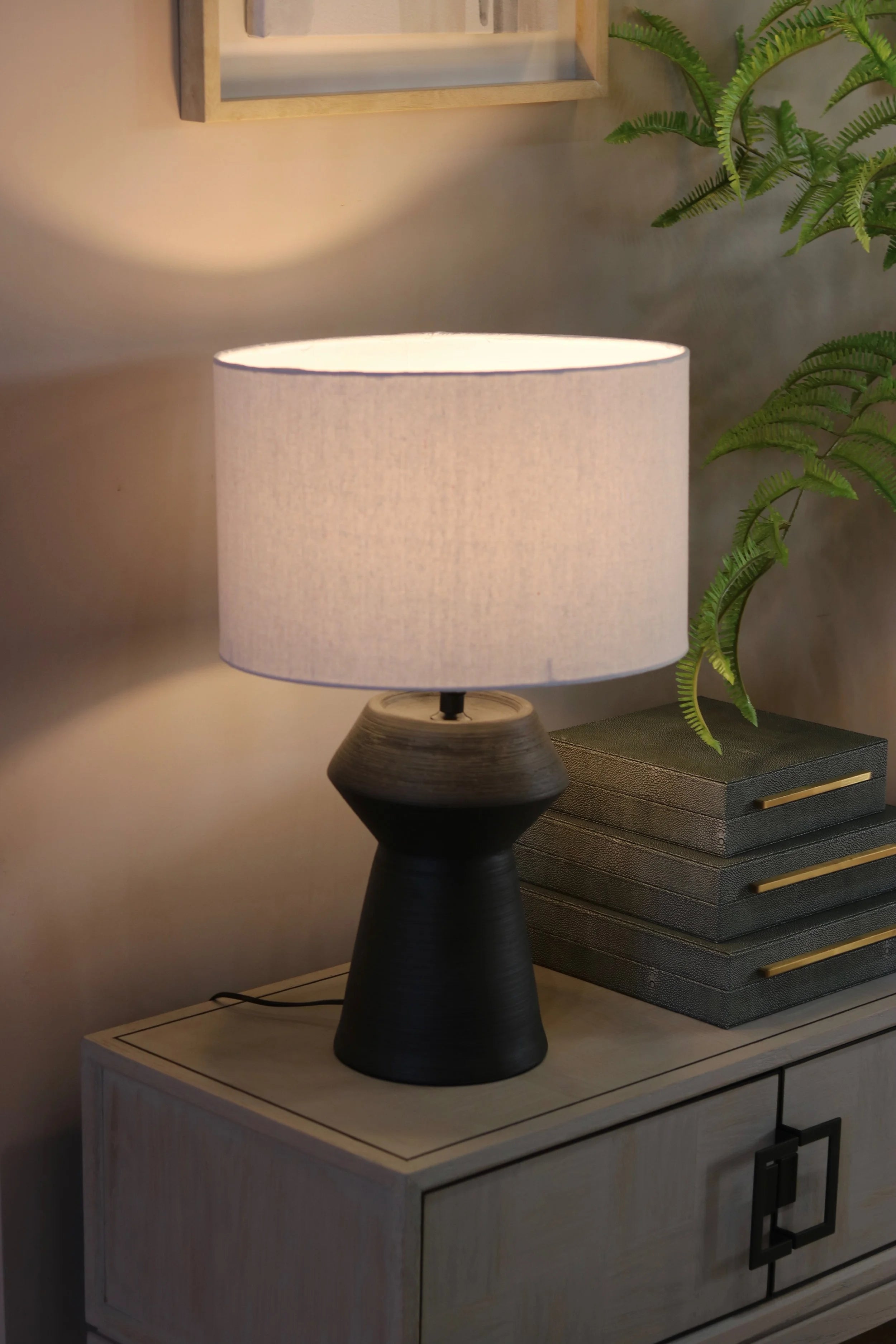 Black Tapered Lamp with Shade