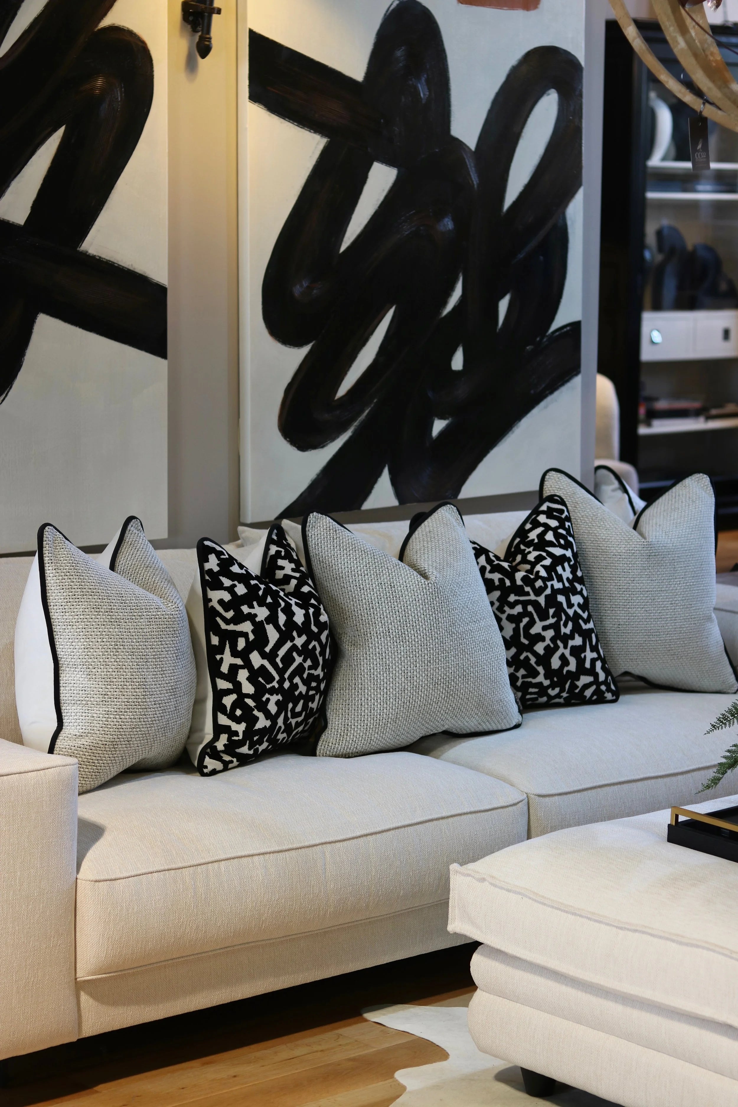 The Monochrome Velvet Sofa Cushion Set