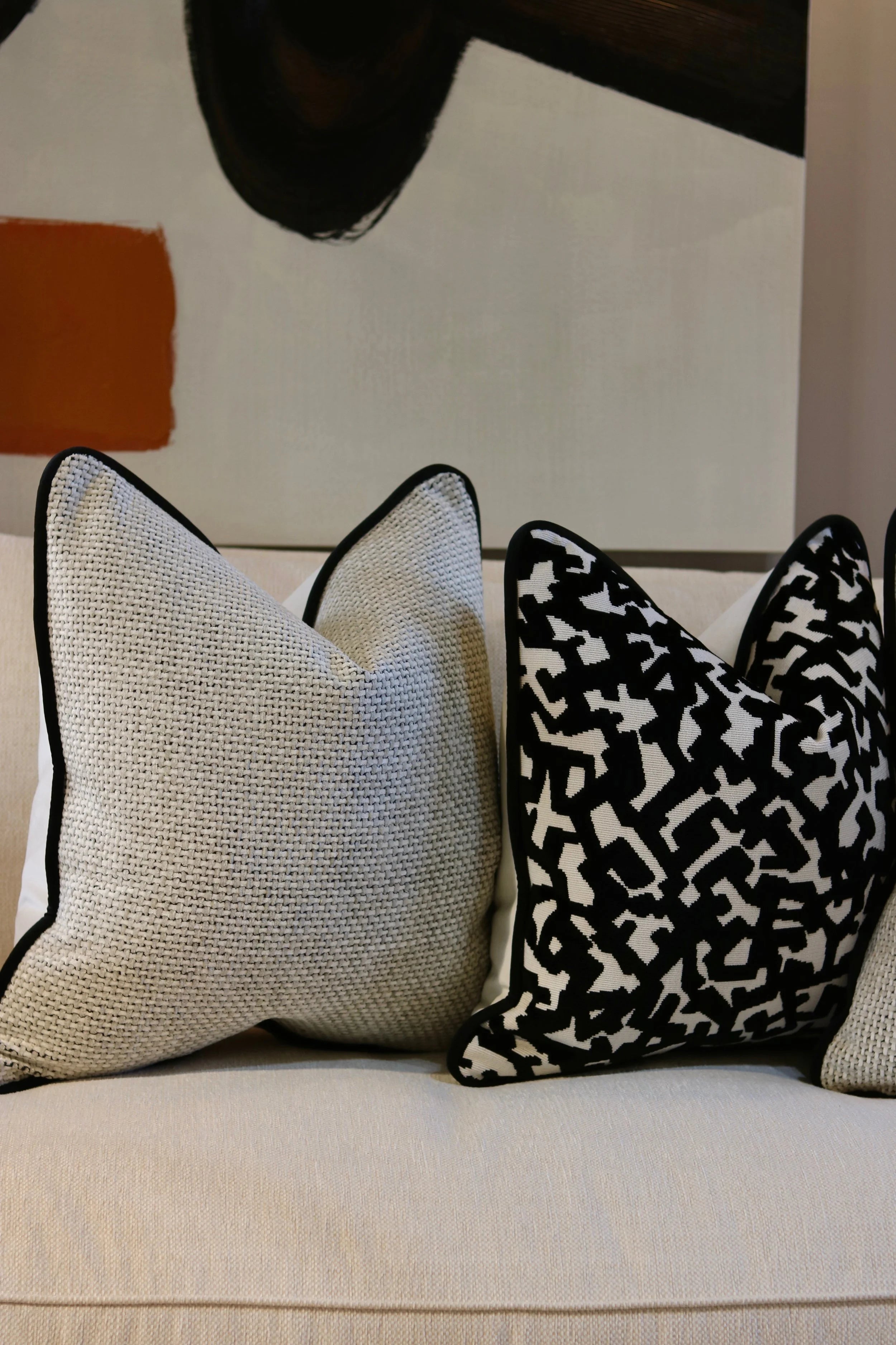 The Monochrome Velvet Sofa Cushion Set