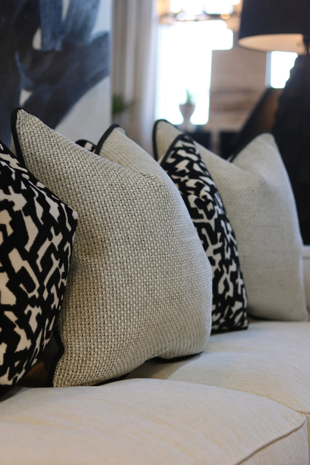 The Monochrome Velvet Sofa Cushion Set