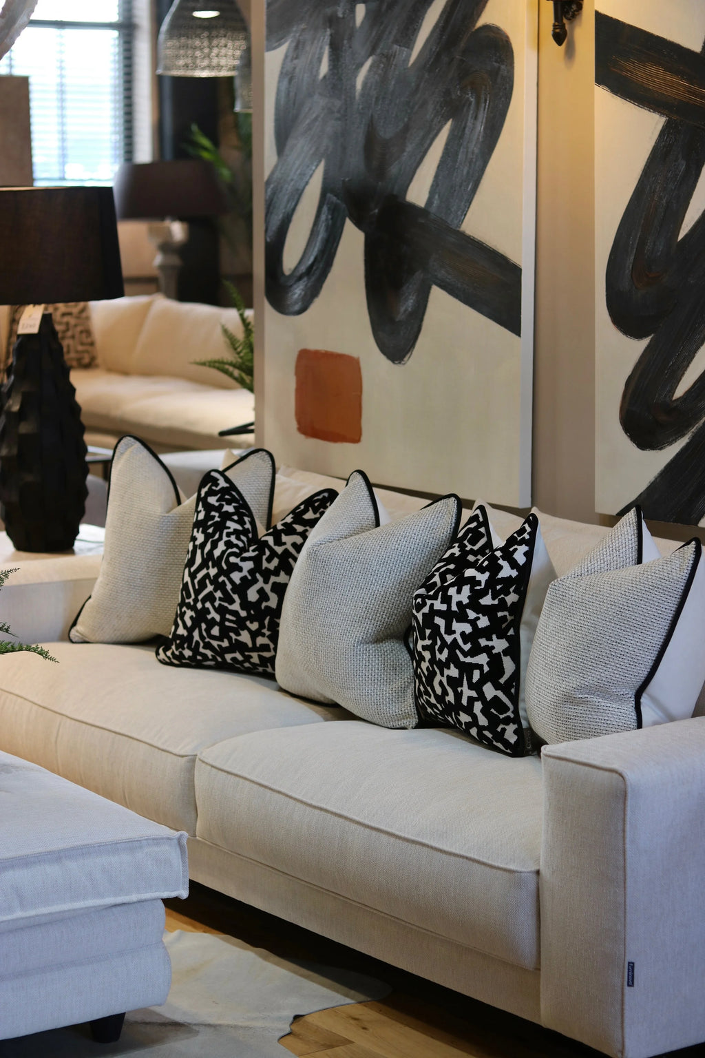 The Monochrome Velvet Sofa Cushion Set