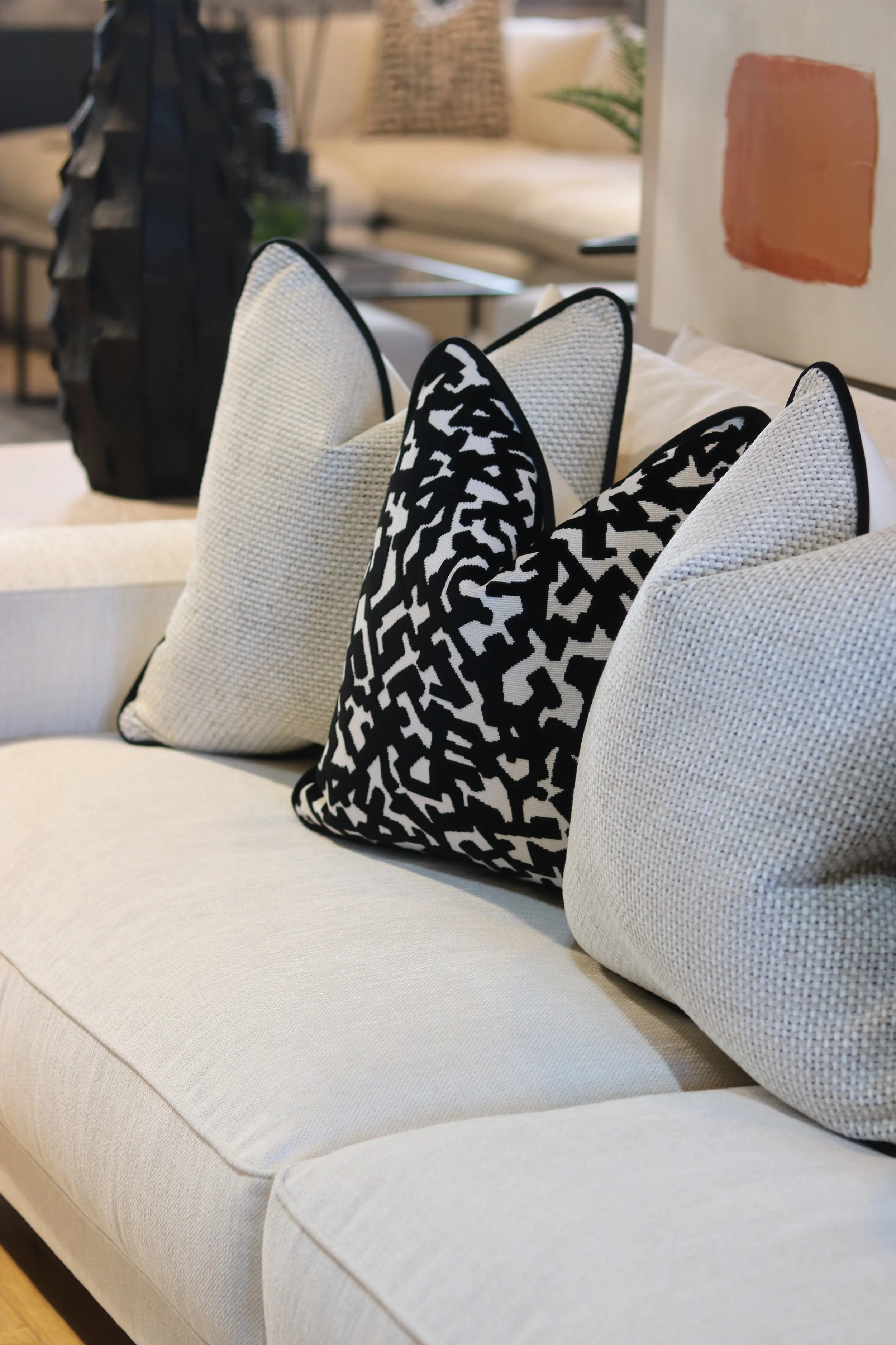 The Monochrome Velvet Sofa Cushion Set
