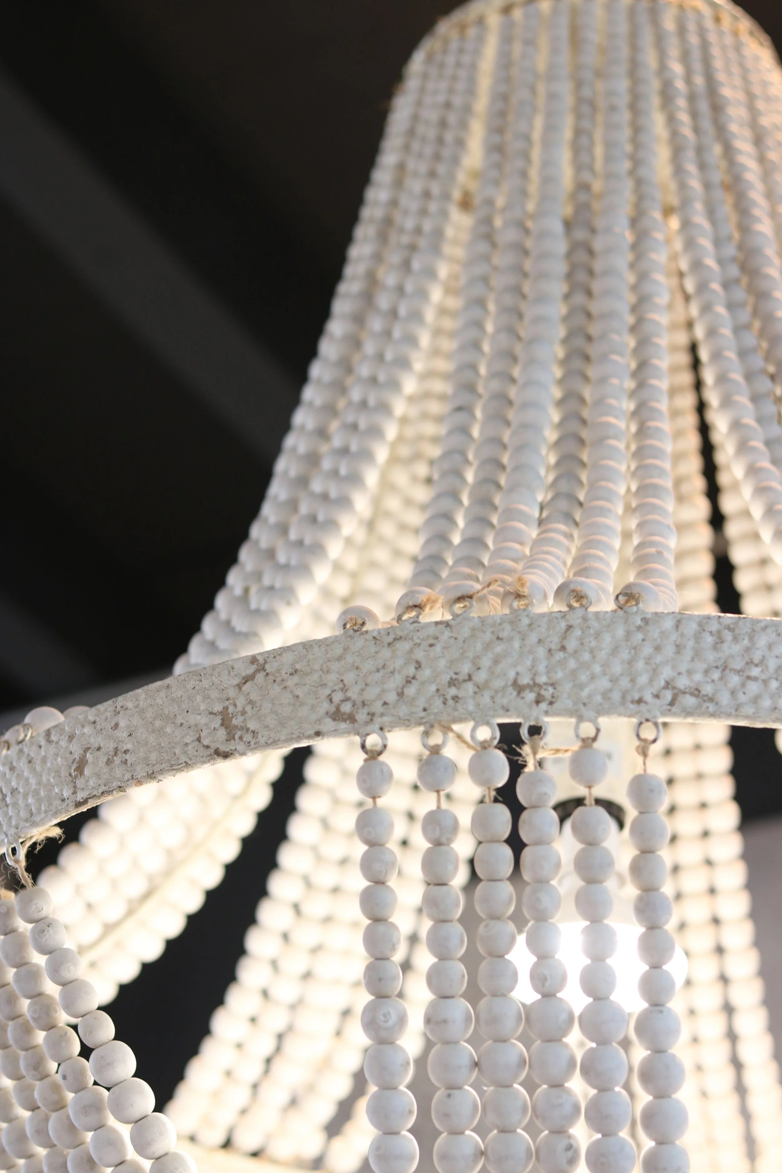 Large Wooden Bead Ceiling Light