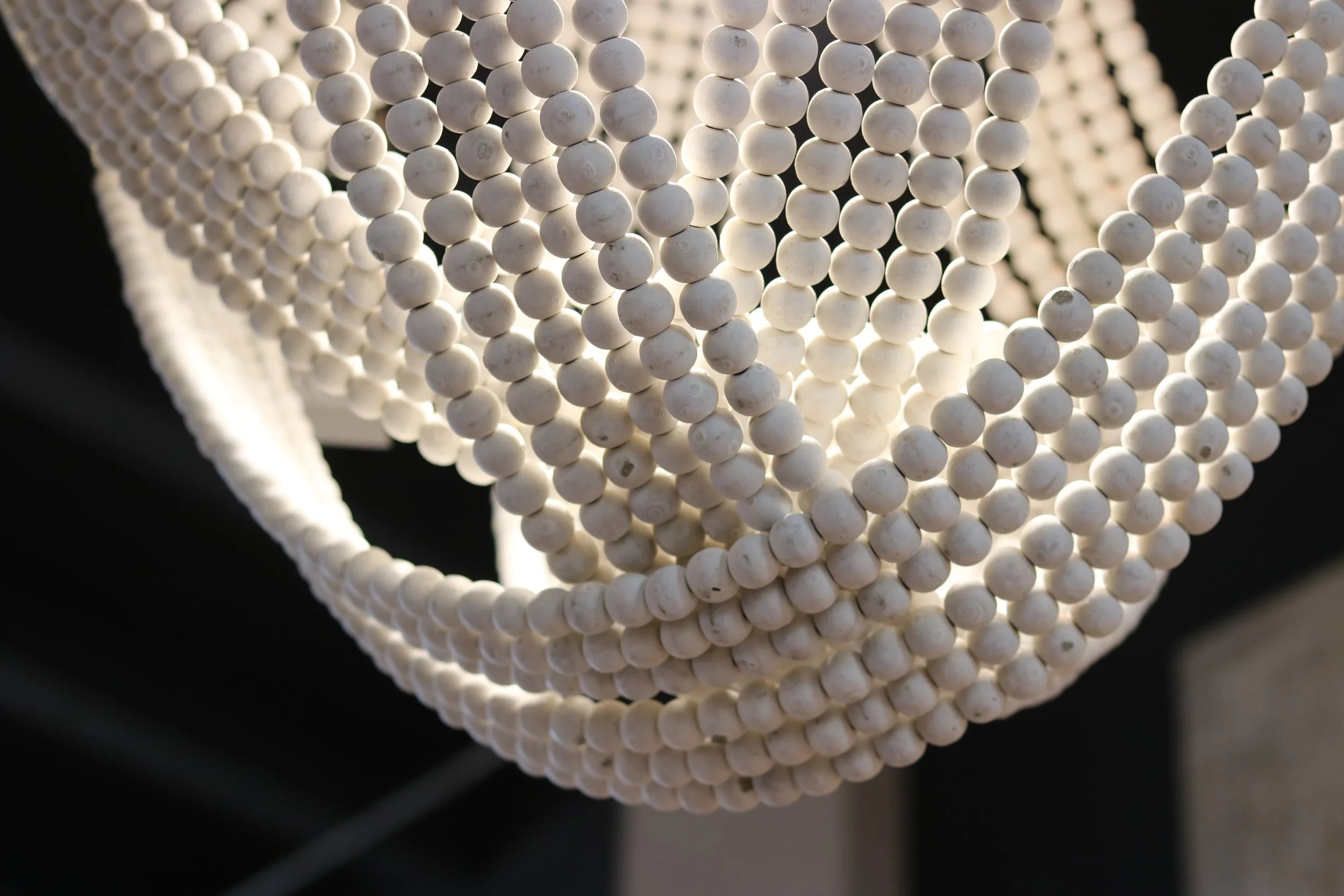 Large Wooden Bead Ceiling Light