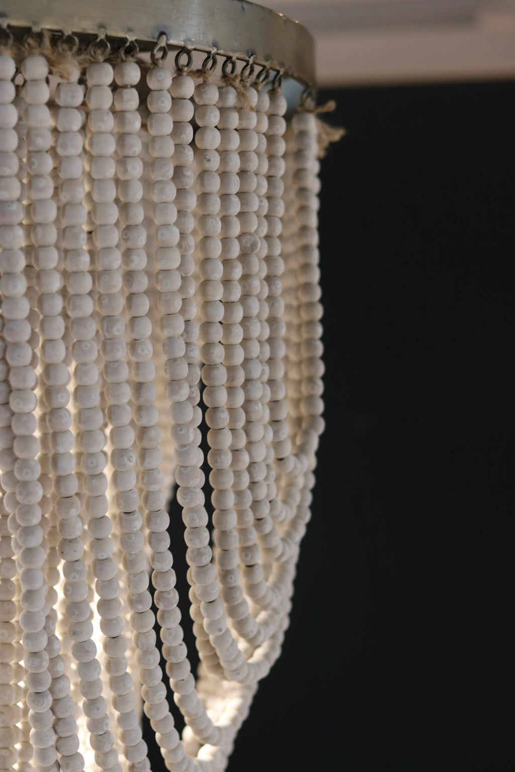 White Wash Wooden Bead Chandelier