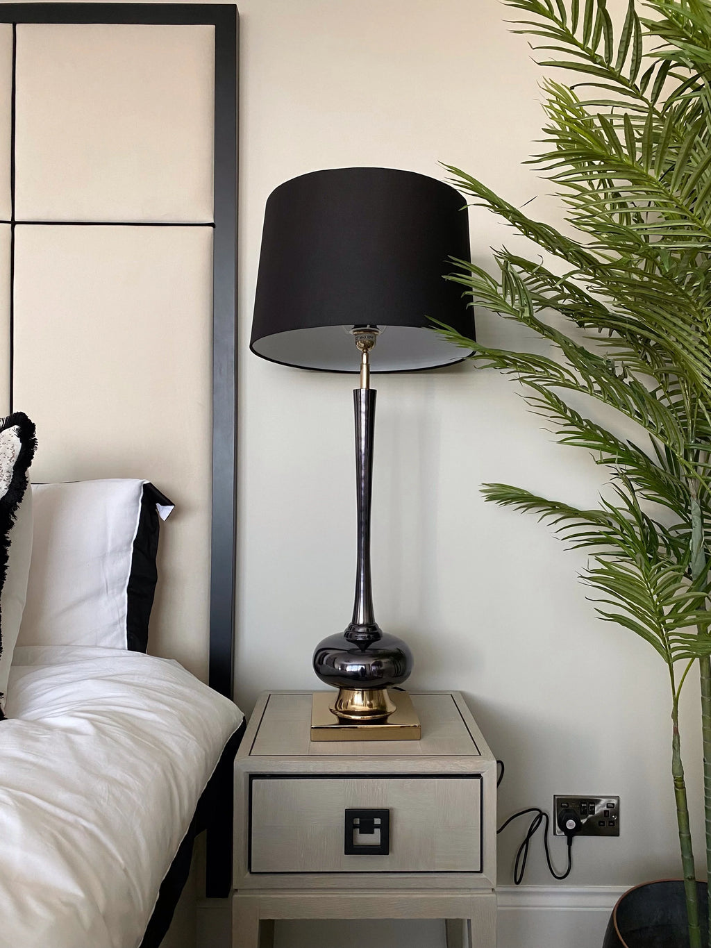 Black and Gold Table Lamp with Black Shade