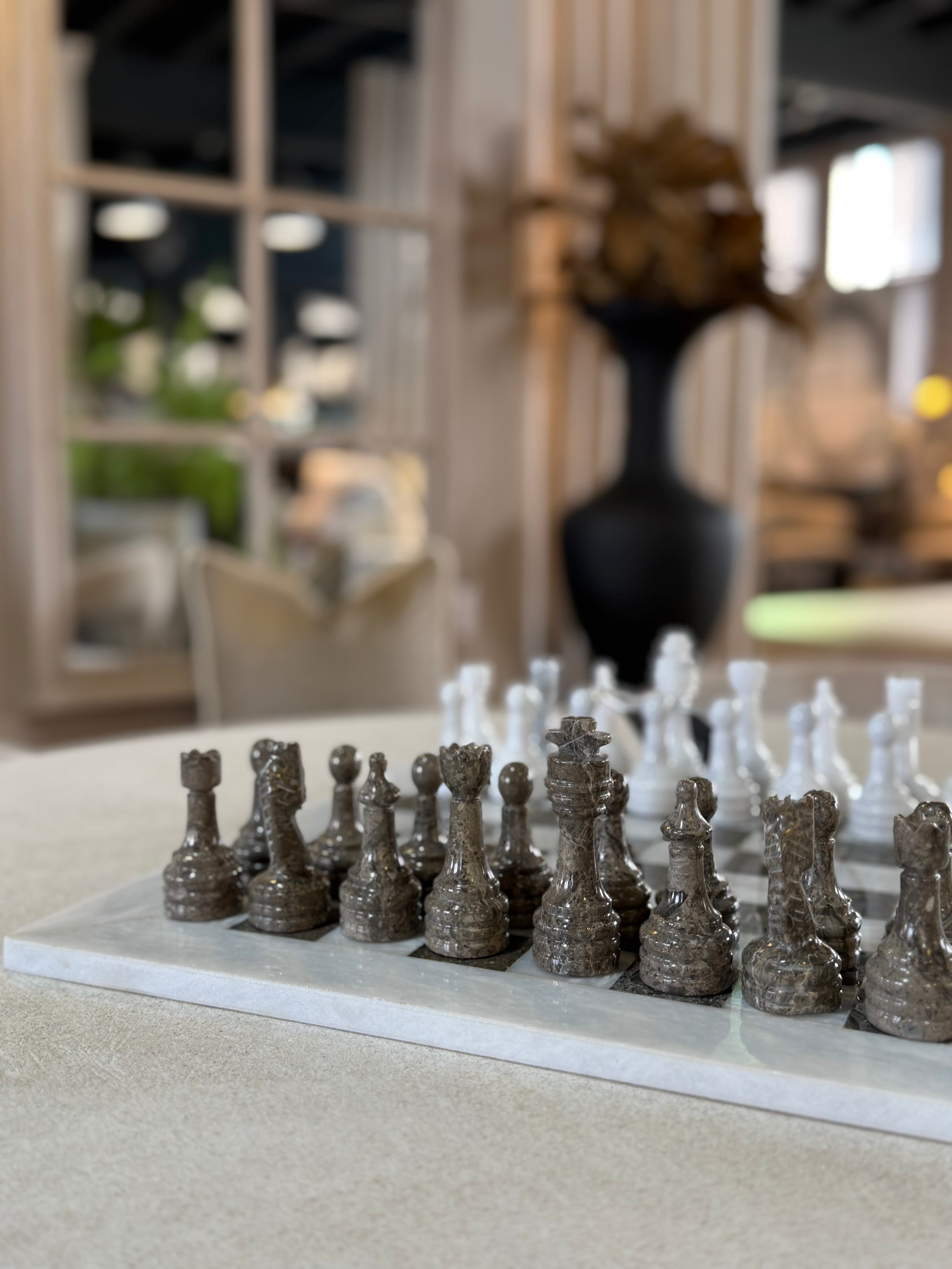 Carved Marble Chess Set
