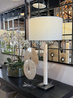 Marble and Matt Black Table Lamp with Shade