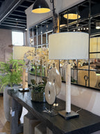 Marble and Matt Black Table Lamp with Shade