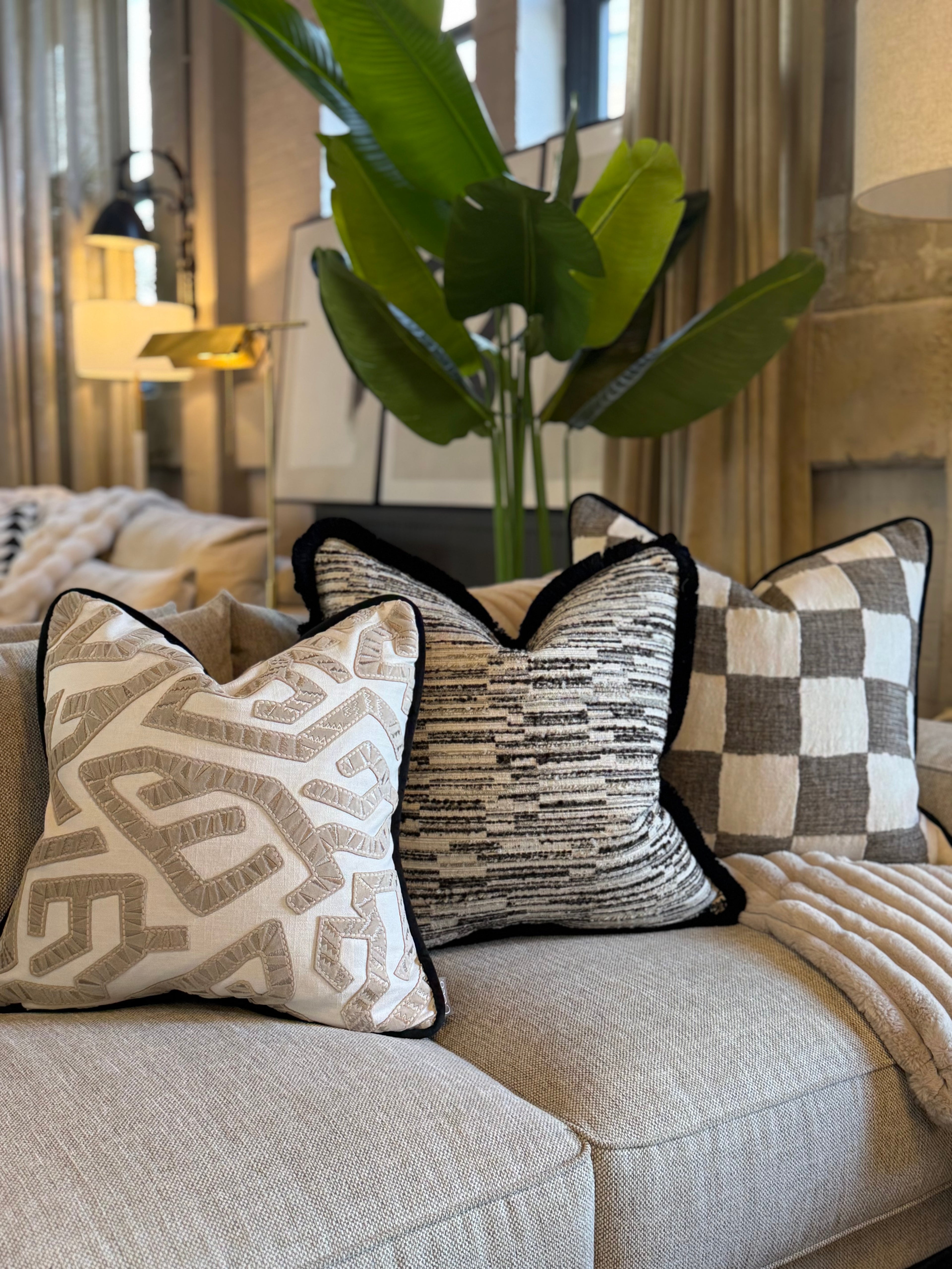 Jenga Charcoal Sofa Cushion Set