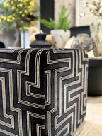 Horace Carbon Velvet Cube Footstool