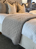 Super King-size Warm Grey Cotton Velvet Bedspread